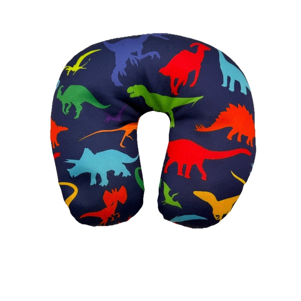 Kids Dinosaur Neck Pillow Travel Cushion Soft Blue Multicolor No Tag